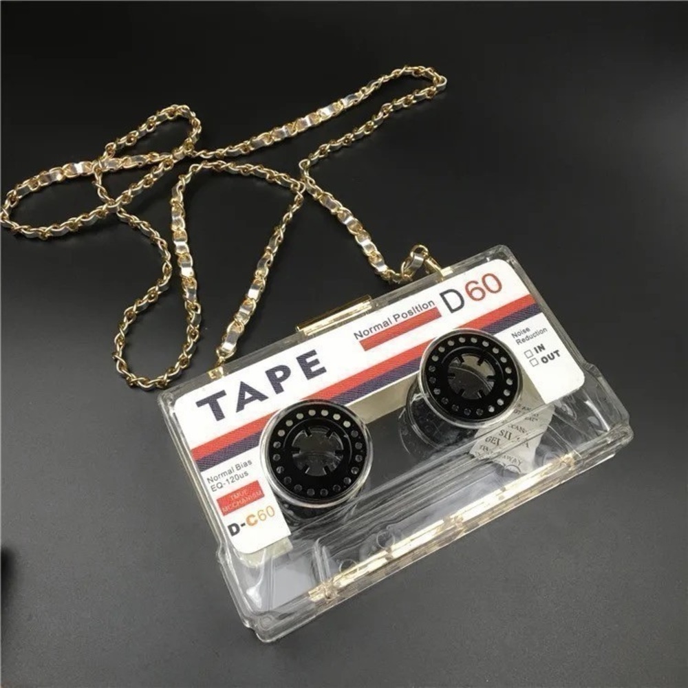 Clear Cassette Tape Crossbody Bag